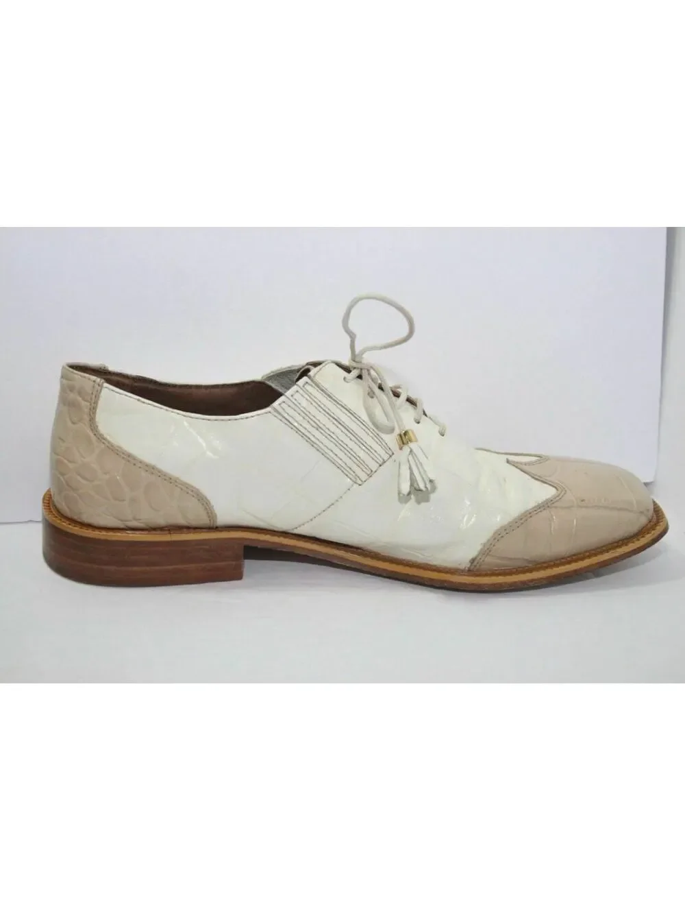 Vintage Marco Vicci Newhall Mens Size 9.5 White Dress Shoes Animal Leather